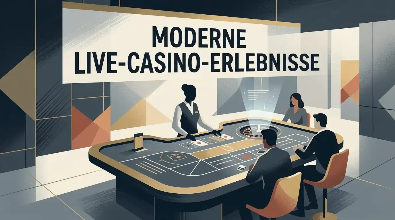 Neutrale Illustration eines modernen Live-Casino-Tisches ohne Markenlogo oder echte Spieloberfläche