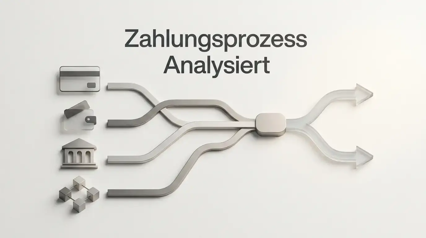 Neutrale Illustration zu Karten, E-Wallets, Bankwegen und Kryptowährungen